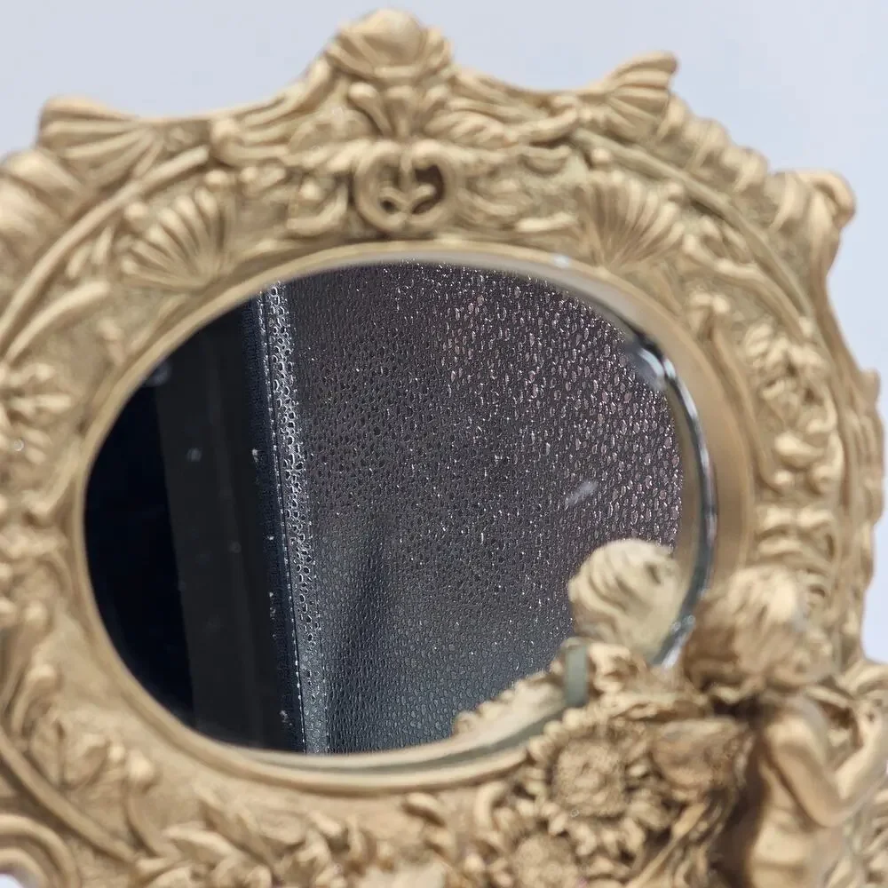 Ornate Gold Cherub Mirror Baroque Resin Frame